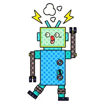 Comic book style cartoon robot Stock Illustration