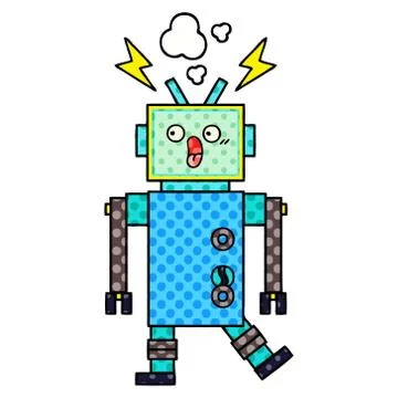 Comic book style cartoon robot Stock Illustration