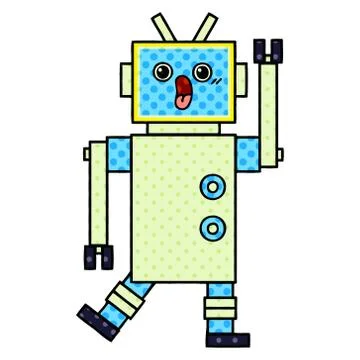 Comic book style cartoon robot Stock Illustration