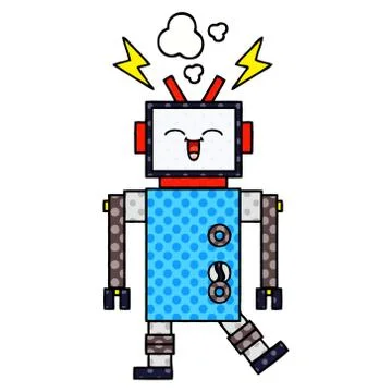 Comic book style cartoon robot Stock Illustration