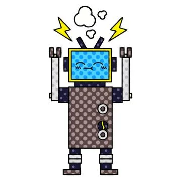 Comic book style cartoon robot Stock Illustration