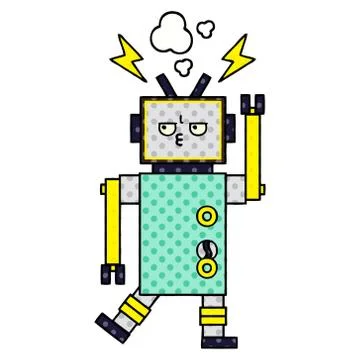 Comic book style cartoon robot Stock Illustration