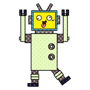 Comic book style cartoon robot Stock Illustration