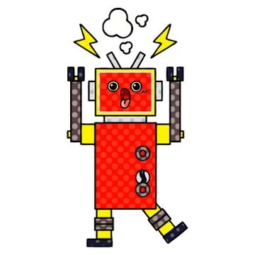 Comic book style cartoon robot Stock Illustration
