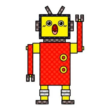 Comic book style cartoon robot Stock Illustration