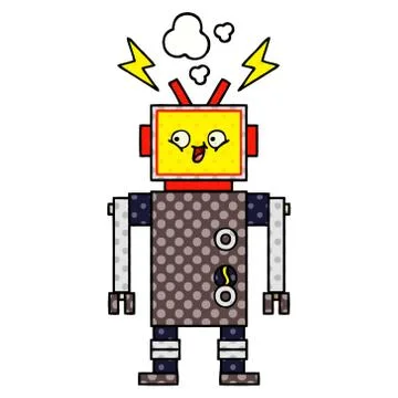 Comic book style cartoon robot Stock Illustration