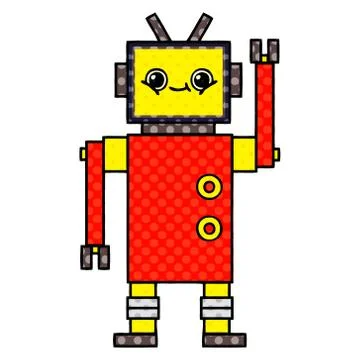 Comic book style cartoon robot Stock Illustration