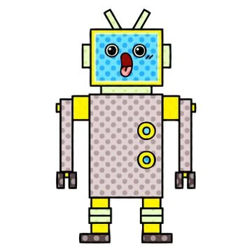 Comic book style cartoon robot Stock Illustration