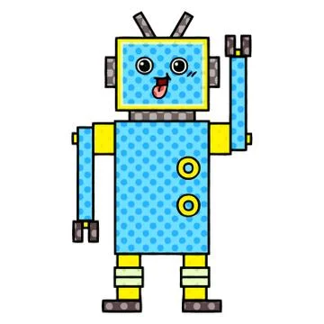 Comic book style cartoon robot Stock Illustration