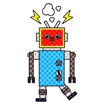 Comic book style cartoon robot Stock Illustration