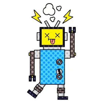 Comic book style cartoon robot malfunction Stock Illustration