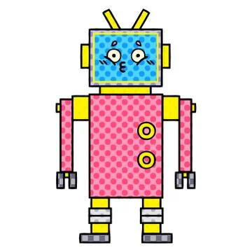 Comic book style cartoon robot Stock Illustration