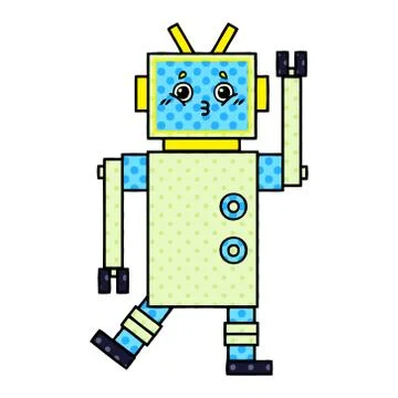 Comic book style cartoon robot Stock Illustration