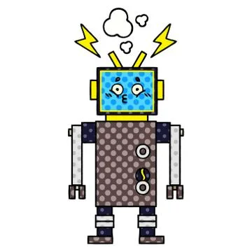 Comic book style cartoon robot Stock Illustration