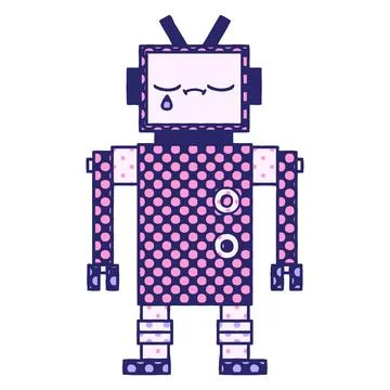Comic book style cartoon of a robot in bright neon color Stock Illustration