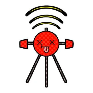 Comic book style cartoon satellite Stock Illustration