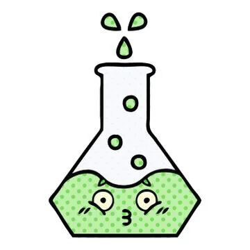 Comic book style cartoon science beaker Stock Illustration