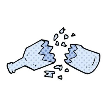 Comic book style cartoon  smashed glass bottle Stock Illustration