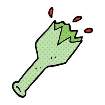 Comic book style cartoon  smashed glass bottle Stock Illustration