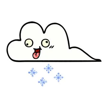Comic book style cartoon snow cloud イラスト素材