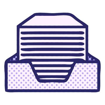 Comic book style cartoon of a stack of office papers in bright neon color Stock Illustration