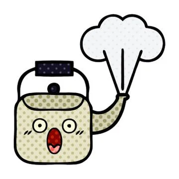 Comic book style cartoon steaming kettle Stock Illustration