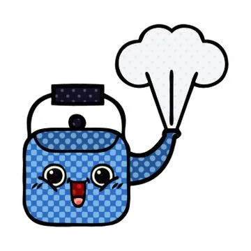 Comic book style cartoon steaming kettle Stock Illustration