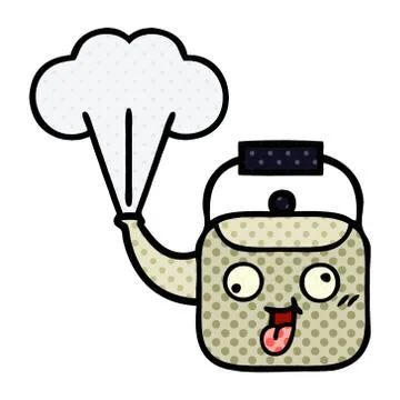 Comic book style cartoon steaming kettle Stock Illustration
