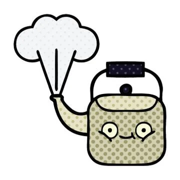 Comic book style cartoon steaming kettle Stock Illustration