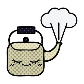 Comic book style cartoon steaming kettle Stock Illustration