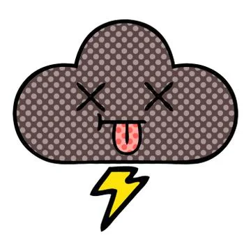 Comic book style cartoon storm cloud Stock Illustration