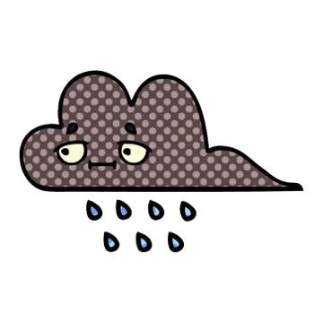 Comic book style cartoon storm rain cloud Stock Illustration