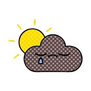Comic book style cartoon storm cloud and sun イラスト素材