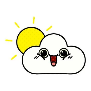 Comic book style cartoon sun and cloud イラスト素材