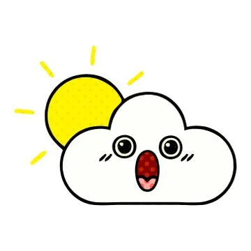 Comic book style cartoon sun and cloud Stock Illustration