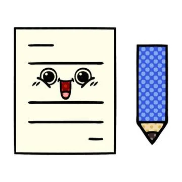 Comic book style cartoon test paper Illustrazione stock