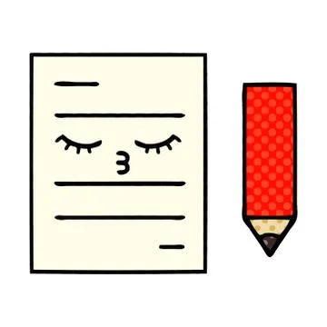 Comic book style cartoon test paper Stock Illustration