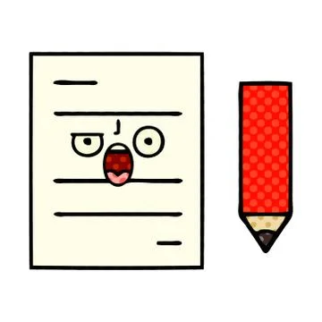 Comic book style cartoon test paper Illustrazione stock
