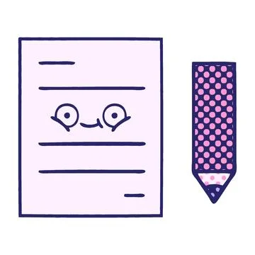 Comic book style cartoon of a test paper in bright neon color Stock Illustration