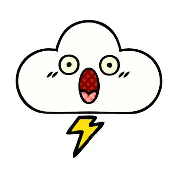 Comic book style cartoon thunder cloud Stock Illustration
