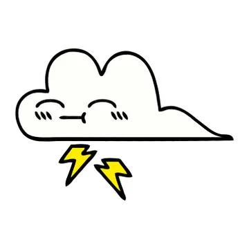 Comic book style cartoon thunder cloud イラスト素材