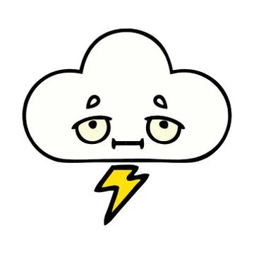 Comic book style cartoon thunder cloud イラスト素材