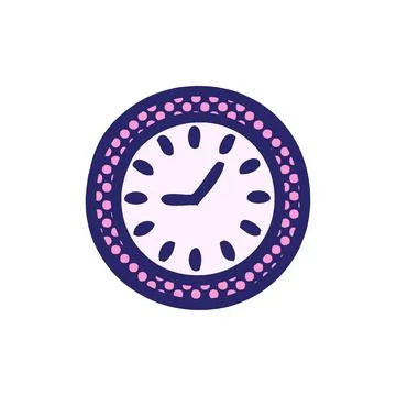 Comic book style cartoon of a wall clock in bright neon color Stockillustratie