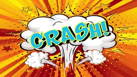 Comic book style Crash text animation with explosive yellow and orange back.. Stock-Footage 346724792