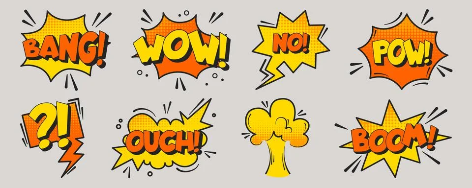 Comic book style exclamations set Stock Illustration