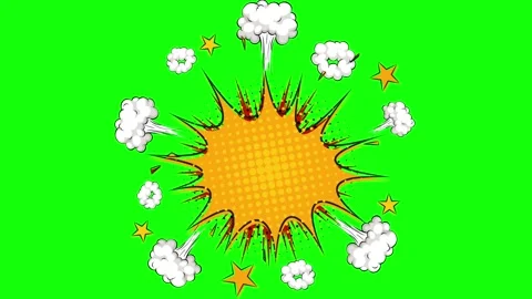 Comic book style explosion burst animation with stars on a green screen bac.. Stock Footage 346724805