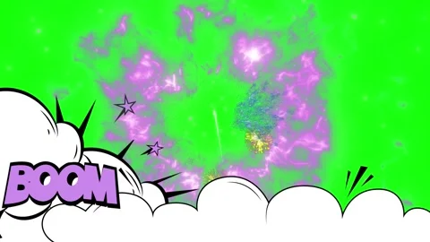 Comic book style explosion effect with animated fireworks on green screen Stock Footage 338390078