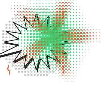 Comic Book Style Explosive Burst Graphic Illustration with Halftone Patterns Stock Illustration