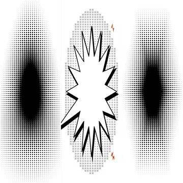 Comic Book Style Halftone Burst Explosion Graphics for Print Media Design P.. Stock Illustration