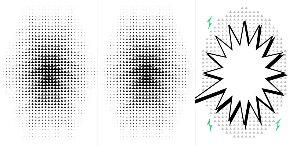Comic Book Style Halftone Dot Patterns with a Dynamic Speech Bubble Burst D.. Stock Illustration